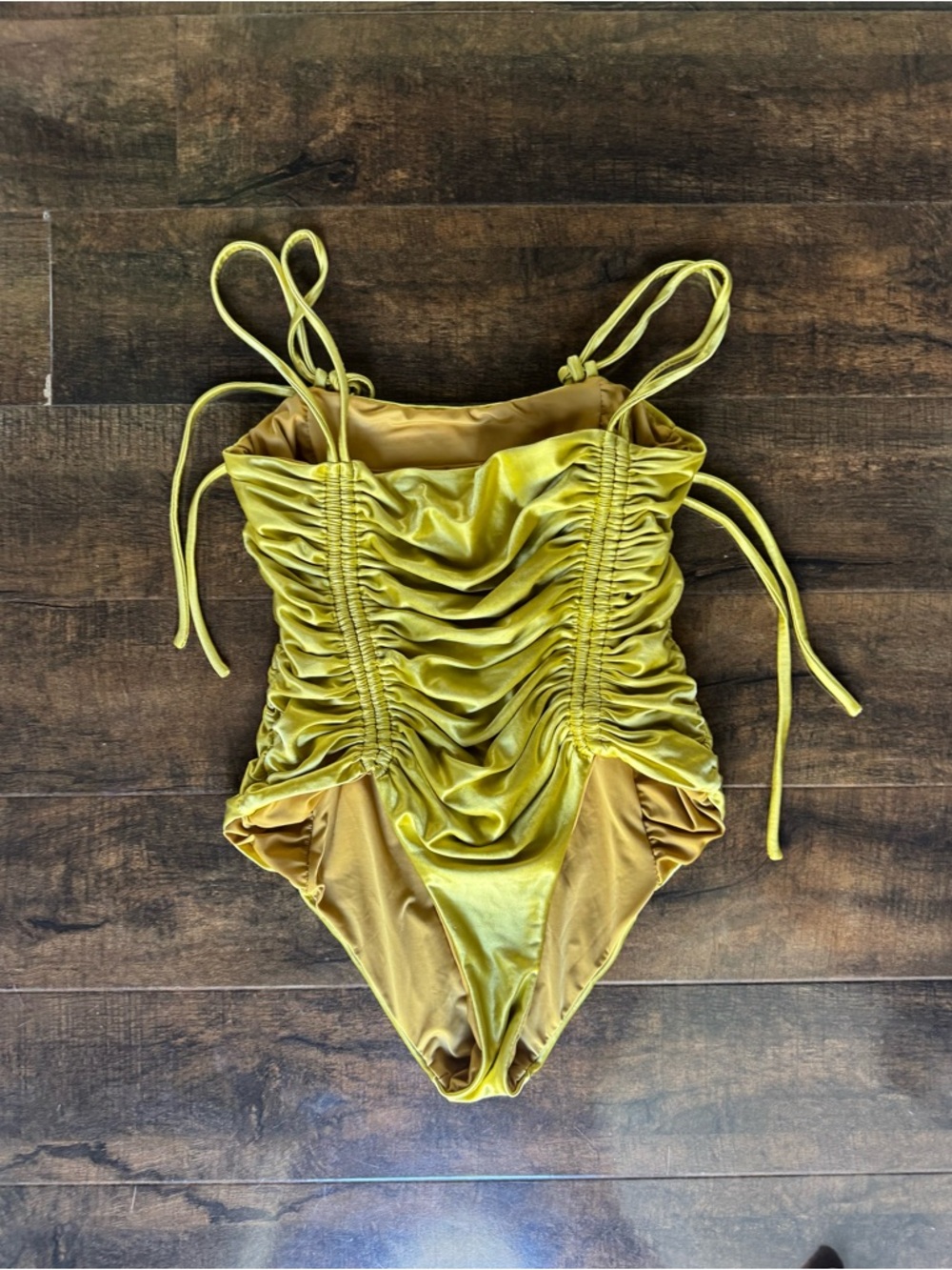 Isa Boulder Golden Ruched One-Piece Swimsuit - Picture 2 of 6